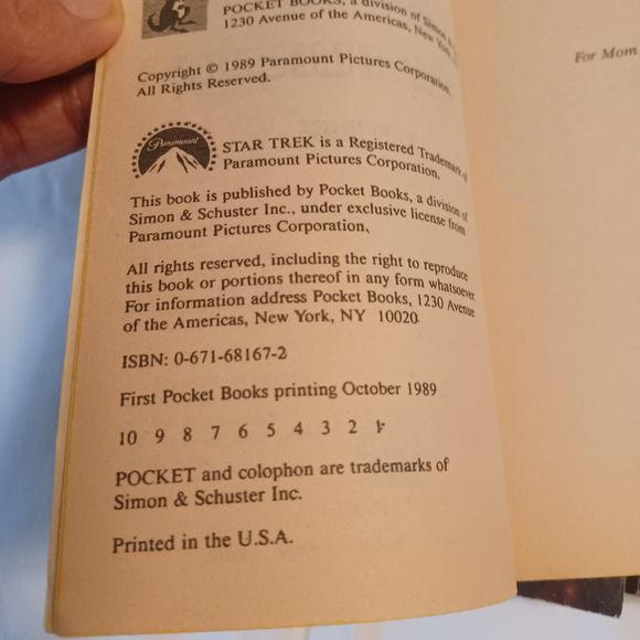 Star Trek Paperbacks 1987, 3 are 1989 and one 1994 Pocket Books Lot of 5 Books - Picture 5 of 12